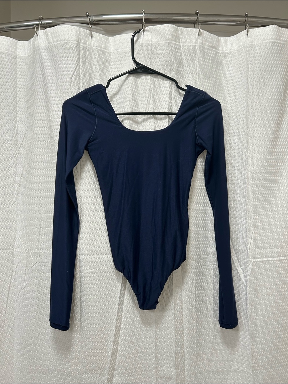 Aerie Smoothez Navy Scoop Neck Long Sleeve Bodysuit